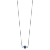 14k White Gold 1 1/8 carat Lab Grown Diamond VS/SI+ G+ and Created Sapphire Complete Three Stone 16 inch Necklace